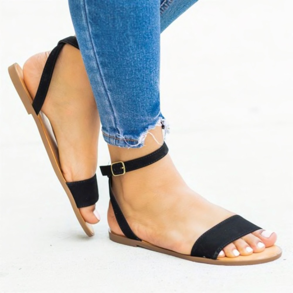 Black Ankle Wrap-Around Sandals